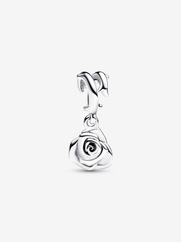 Rose in Bloom Dangle Charm - Sterlingsølv