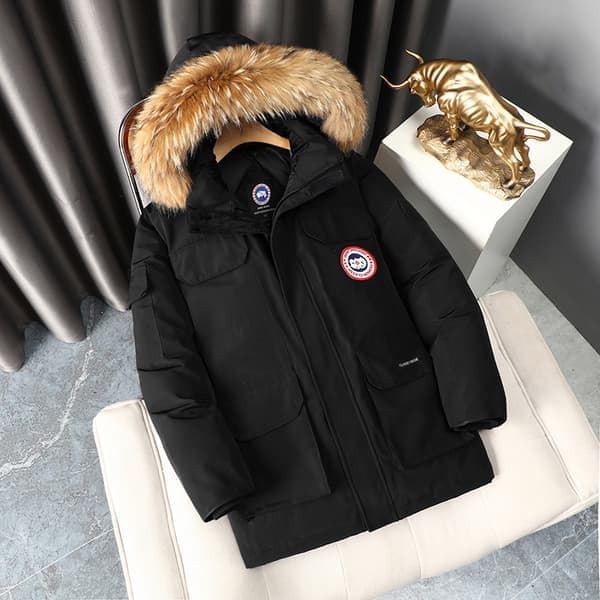 MÆND Tyk Vinterjakke, Varm Parka med Hætte Sort Black L