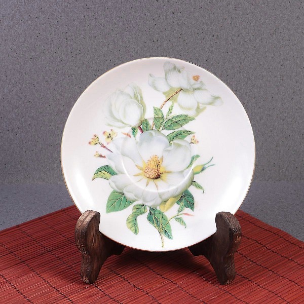 4 stk. tallerken te kake display stativ te kjeks fat staffeli rack skrivebord displayholder for hjemmefest butikk - Størrelse L (brent Paulownia farge)