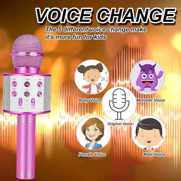 Bluetooth-langaton karaoke-mikrofoni, juhlalahja 4-12-vuotiaille lapsille Rose red