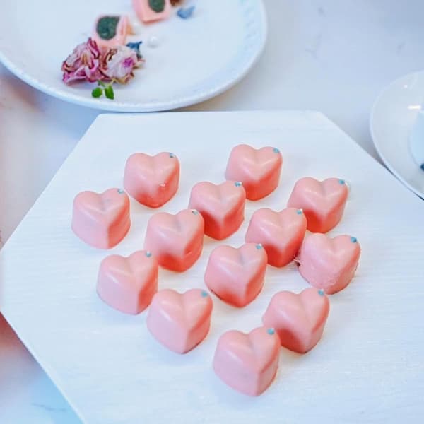 Hjerteformet Silikonform, 2 stk Mini Geometriske Sjokoladeformer for Baking, Rosa