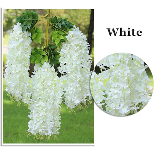 12 Varren Tekokukkia Teko-Wisteria-Kierre Riippuva Kukkaköynnös Silkki Kukkia Wisteria-Viiniköynnös Koriste Ulko- ja Sisätiloihin Kotiin Keittiöön Puutarhaan Hääjuhliin