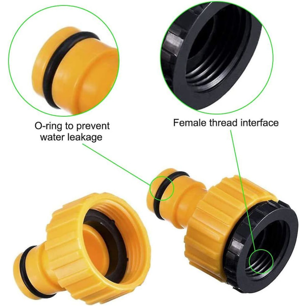 2-in-1 Letkun hana-suutin kierteillä, virtausventtiilin liitin, kierteinen hanaliitin, 6 kpl, 3/4'' ja 1/2''