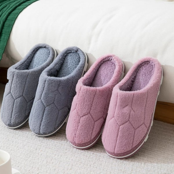 Slip On Fuzzy House Slippers Memory Foam Slippers Scuff Outdoor Indoor Warm Plush Bedroom Shoes With Faux Fur Lining, Rabbit Hair In Rose Red