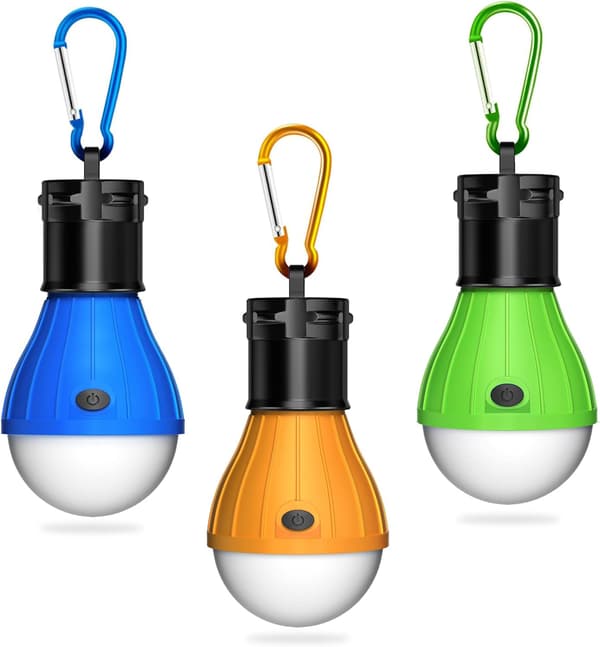 Campingtilbehør, Campinglys Teltslys, Nødlys, Gaver til Barn, Vanntett LED Campinglykt Lyspære for Camping (3-pakning)