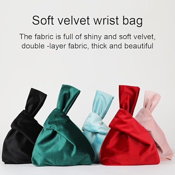 Blød og skinnende håndledstaske med elegant stil til kvinder Plys Elegant stil Bærbar pung Farverig fløjl håndledstaske-Balck