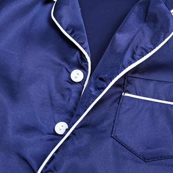Pyjamas i satin, kortärmad, barnkläder för sovkläder blå blue 150