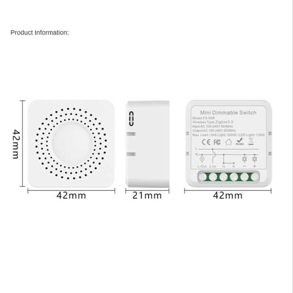 Tuya Smart WiFi Dimmer Modul med Dimmerkontroll, Stöder Dubbelriktad Kontroll