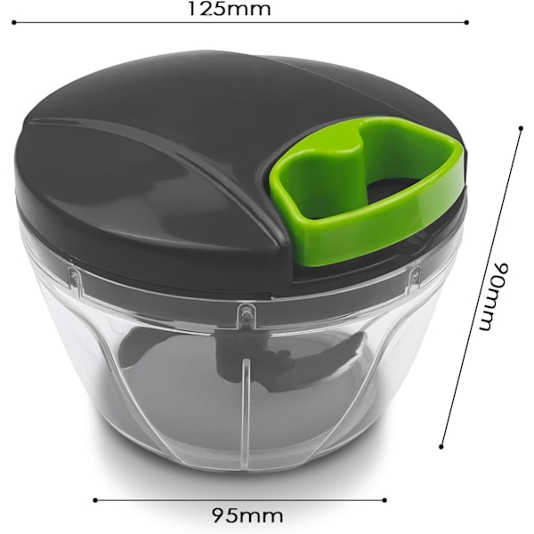 500ml Manuell Hakker, Manuell Grønnsakshakker med Tautrekk, Mini Manuell Grønnsakskutter med 3 Rustfrie Stål Blader for Kjøkken, Babymat