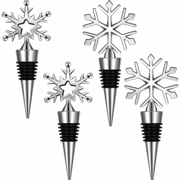 4 stk Snowflake Christmas vinflaskepropp (romanstil)