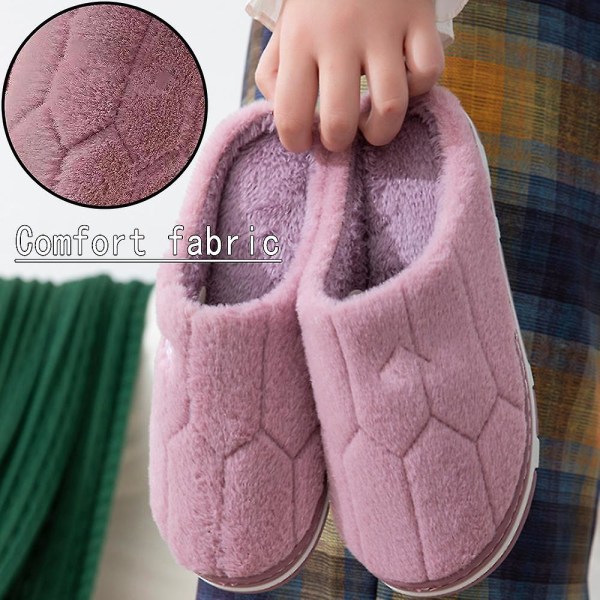 Slip On Fuzzy House Tofflor Memory Foam Tofflor Scuff Utomhus Inomhus Varma plysch sovrumsskor med fuskpälsfoder, kaninhår i rosa