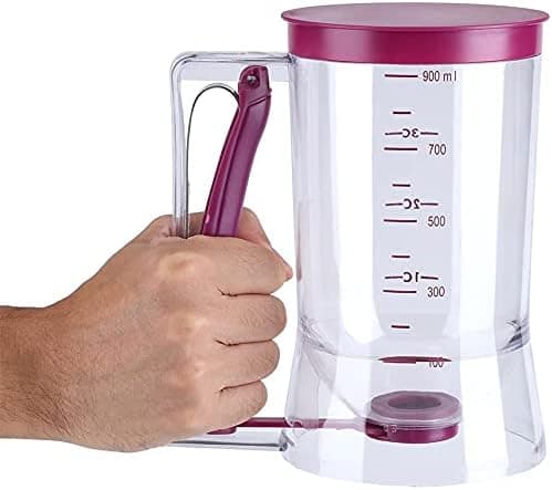 Deigkutter, Kakedeigdispenser, Vaffeldeigdispenser, Røredispenser med lokk og skala, Bakeverktøy, 900ml
