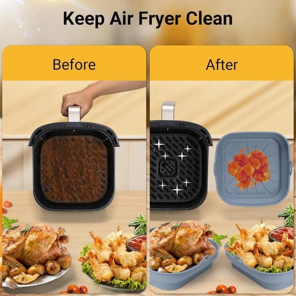 Airfryer Tilbehør - Silikoneform - Sammenfoldelig - Varmebestandig - 2 Stykker