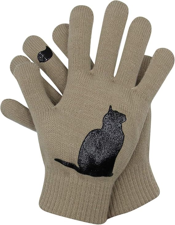 Vinterstickade Söta Katt Varma Vantar