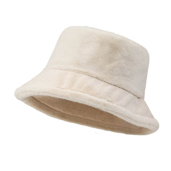 Varm hatt Kort brättad Platt topp Slät beröring Modeaccessoarer Håll värmen fluffig varm fuskpäls fiskarhatt Beige One Size