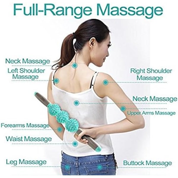 Muskelrulle Treble Roller Massage för ömma muskler, ryggstelhet, myofascial, triggerpunkter smärta, ben mjölksyra, knutar - 3 spikrullar