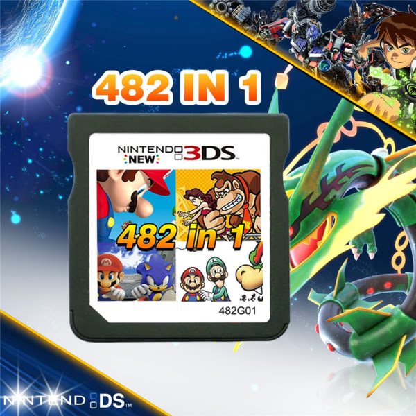 NINTENDO NDS Game Card 482 in 1 -yhdistelmäkortti Joululahja Aikuisille