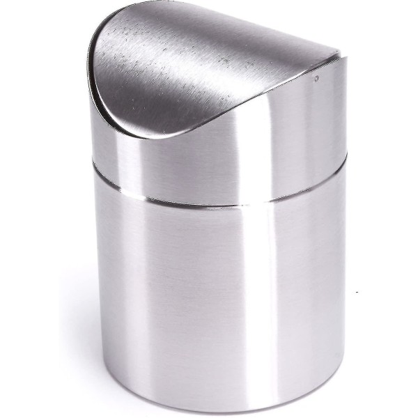 2023-table Waste Bin Table Waste Bin Stainless Steel Swing Lid ,12 X 16 Cm