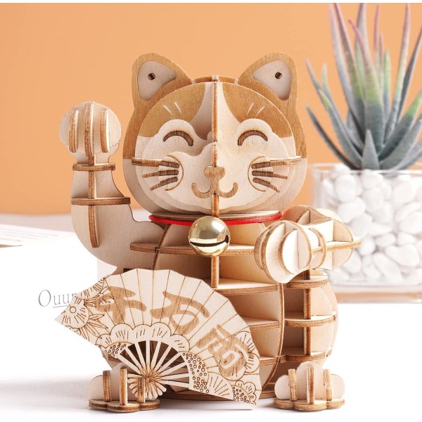 3D DIY träpussel, Lucky Cat Model Kit