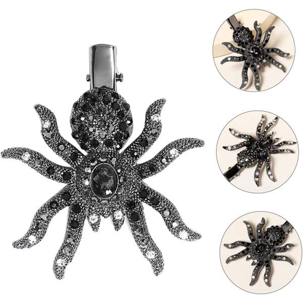 Hämähäkkihiusneula Rhinestone Alligator-klipsit Halloween goottilainen hiusneula Halloween hiusklipsit Hiukset Rhinestone otsatukka