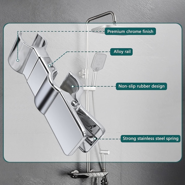 Hånddusjholder, dusjhodeholder, utskiftbar håndholdt dusjholder, dusjholder, 18-25 mm diameter justerbar, ingen boring (svart)