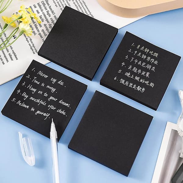 Sorte Sticky Notes, 10 stk. Simple Sticky Notes Markeringsflag Selvklæbende Memoblokke-K