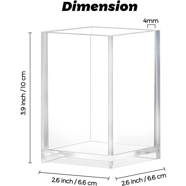 Transparent sminkborsthållare - 2-pack, akryl kosmetisk borste eyelinerförvaring för byrå och bänkskiva, skrivbords pennskåp