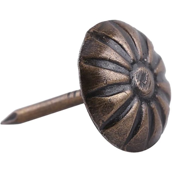 Bronse møbeltrekkspiker, 100 stk dekorative spiker, vintage dekorative stifter, store antikke dekorative møbeltrekkspiker, bronse møbeltrekk