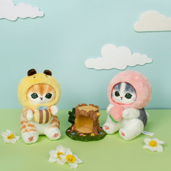 Mofusand Cat Forest Series Plysjleke - Myk Pp Bomullsfylling - Bedårende Tegneseriefigur Strawberry