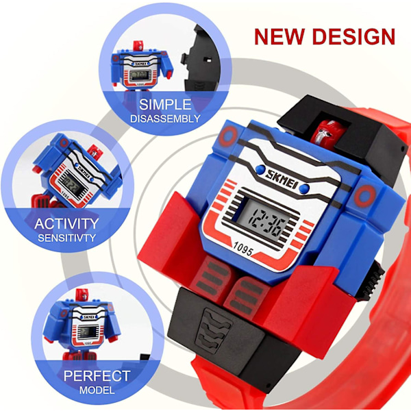 Barn Transformer Klocka Robot Transformers Leksaker Digital Klocka, Pojkar Seriefigur Hjälte Fantastiska Klockor, Flickor Elektronisk Inlärningspresenter