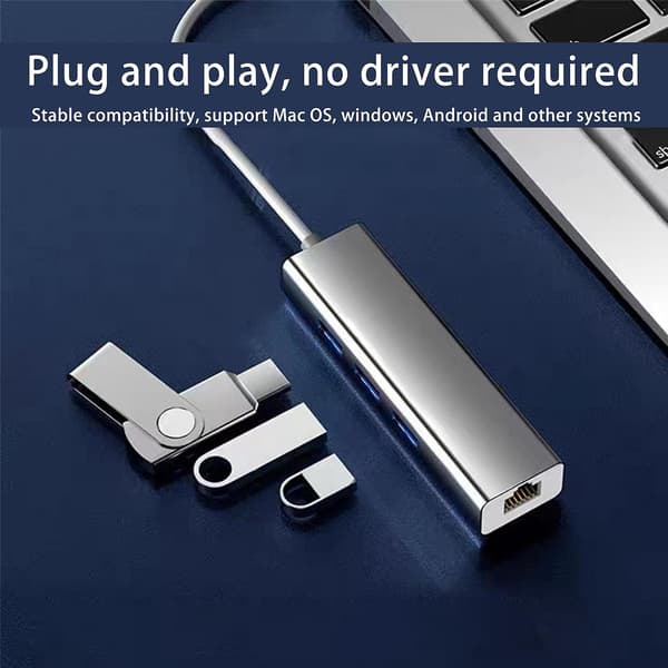 Black Friday Boxing Day USB til 1000 Mbps RJ-45 Docking Hub med 3 USB3.0-porte C-interface