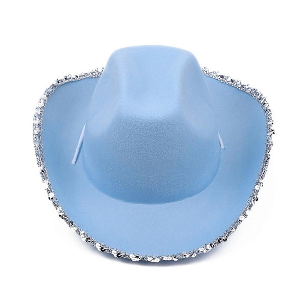 Möhippa Cowgirl Keps Brud Cowboyhatt Kvinnor Bröllopsfest Paljettbrädd Hatt Flickor Karnevaler Cosplay Party Rekvisita Svart Black