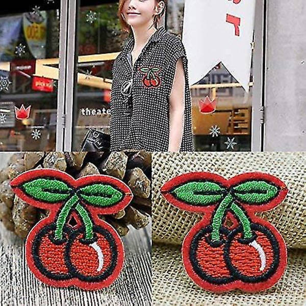 10x Klær Applikasjon Patches Rød Cherry Broderi Patches Sy/stryk På Merker Motiver