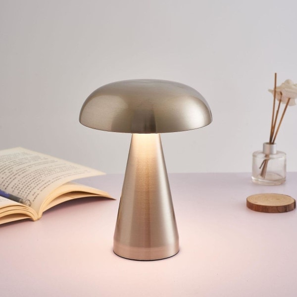 Svampe Lampe Led Bar Bordlampe Lys Luksus Hotel Cafe Udendørs Bordlampe Sengebordslampe USB Opladning Nattelys - Sølv