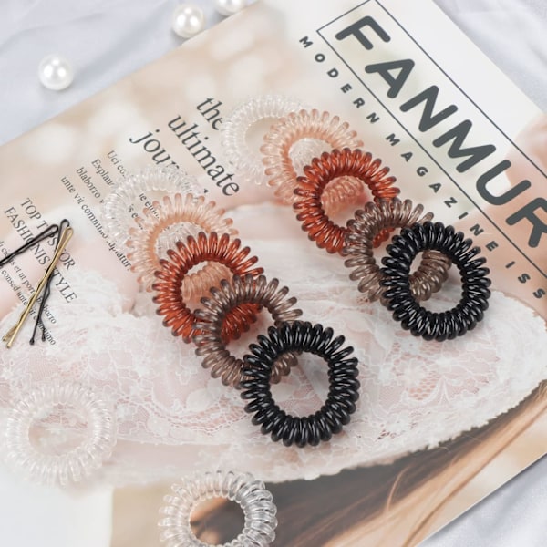 MultiColor hårbånd, ingen skade vandtæt plastik spiral hestehale holder hårbånd til kvinder piger hår bobbles tilbehør (12 stk)