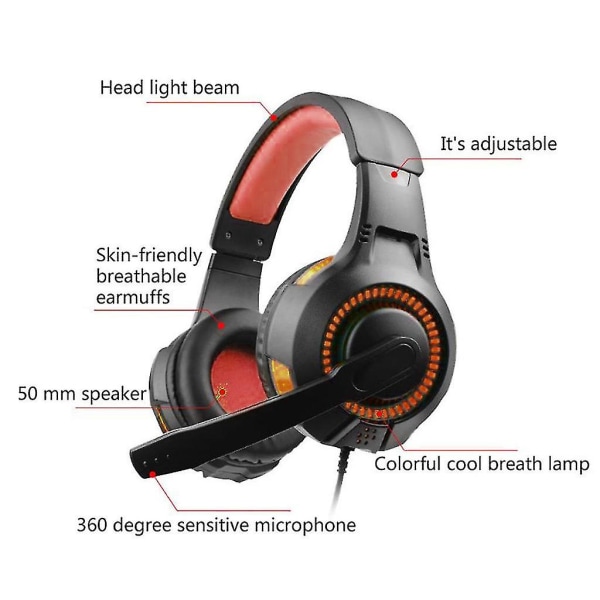 Gaming Headset Surround Sound-hodetelefoner med støyreduserende mikrofon