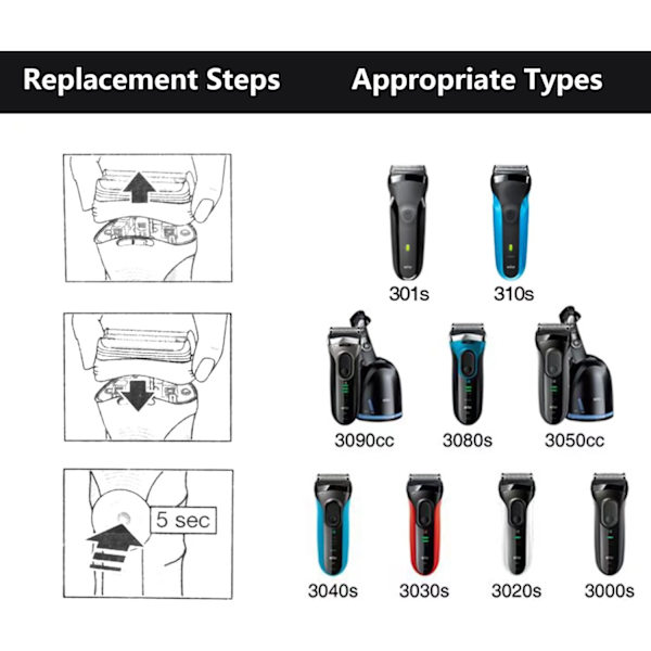32B erstatnings barberhoder, for Braun Series 3