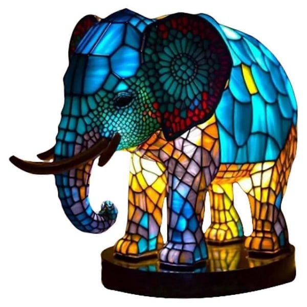Djur Bordslampa Färgad Harts Elefant Lampa Skrivbords Nattlampa Bords Nattlampa, 3D Färgad Djur Nattlampa Lampa
