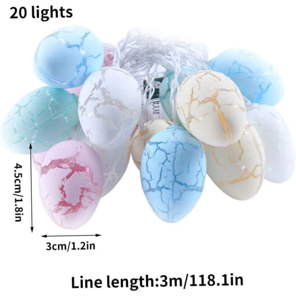 Vandtætte påskeæg-fe-lys, 3M 20 LED