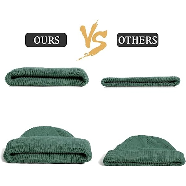 4 stk. Trawler Beanie Watch Hat Rull opp kanten Skullcap Fisker Beanie Unisex - Sjøblå, Grønn Grå, Marineblå, Royalblå