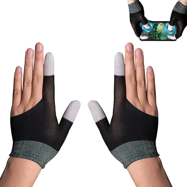 Gaminghandsker, Game Controller Tommelfingerærmer, To-fingers handsker til mobile spilcontrollere, Nøjagtige og følsomme, Anti-sved Åndbar Sømløs