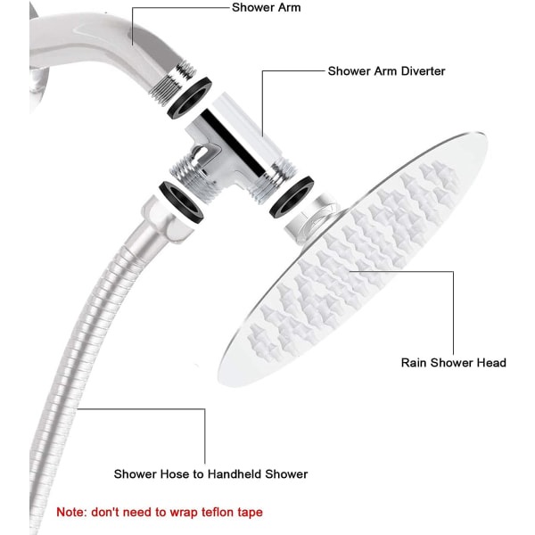 Solid Messing G1/2\" 3-veis endringsventil med T-stykke for hjørneventilslanger, badekar dusjarmer og toalettvannsrensere (kromfinish)