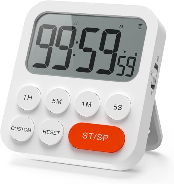 Køkkentimer Digital Madlavningstimer Magnetisk Nedtællingstimer med Stort LCD-display Høj Alarmtimerur 99 Timer til Madlavning og Børn