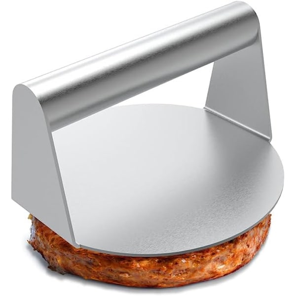 Burgerpresse i rustfrit stål til lækre burgere, hamburgere, BBQ, flad top grill, 14 cm diameter