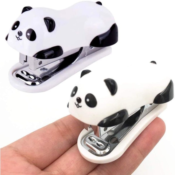 Mini Cute Panda desktop hæftemaskine med 1000 STK hæfteklammer til kontorskole hjemme eller rejsebrug