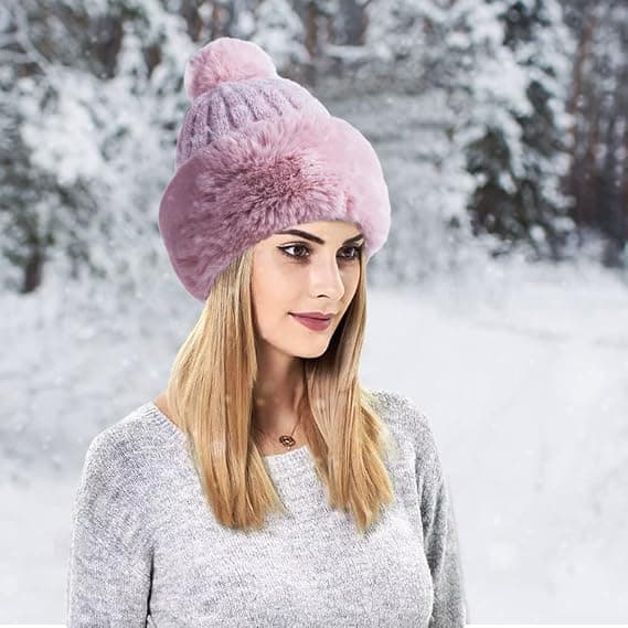 Stickade mössor för kvinnor, vinter, utomhus