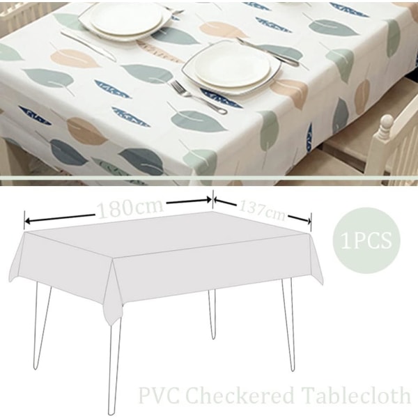 137*180 cm avtorkningsbara dukar rektangulära, lövstil bordsdukar PVC-plastavtorkningsduk, fläckbeständig vattentät fyrkantig cover