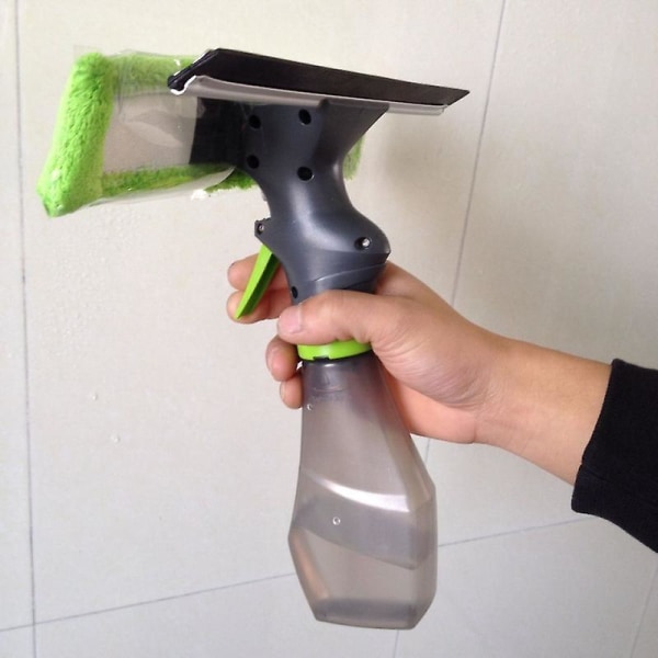 Multifunksjonsverktøysett for vindusvask med sprayflaske, nal og mikrofibervaskehode