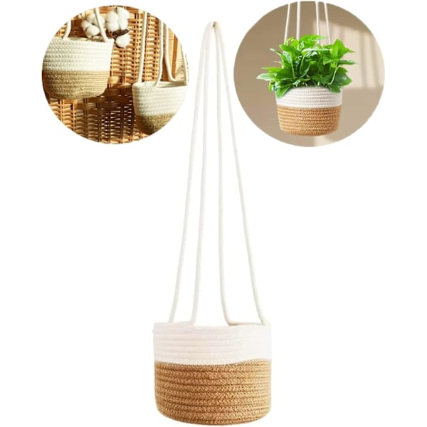 Planter Blomkruka Bomullsrep Vävda Korgar 71cm Vägg Hängande Planter Tak Växter Hållare Inomhus Utomhus Blomkruka Förvaring Hängare