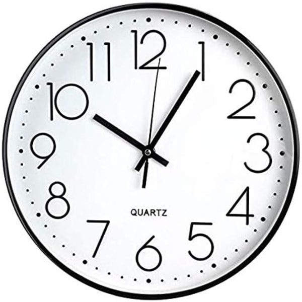 Väggklocka 12 tum Icke-tickande tyst kvarts dekorativa klockor Moderna stort antal rund klocka (svart)